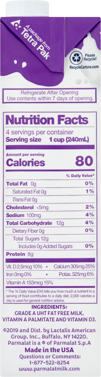 slide 10 of 12, Parmalat Milk, Fat Free Shelf Stable, 32 oz, 1 qt
