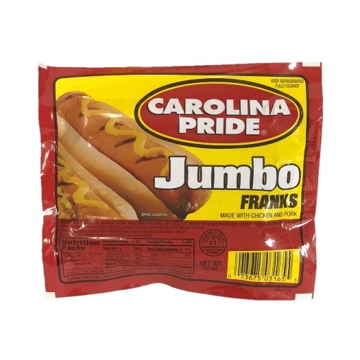 slide 1 of 1, Carolina Pride Jumbo Meat Frank, 16 oz