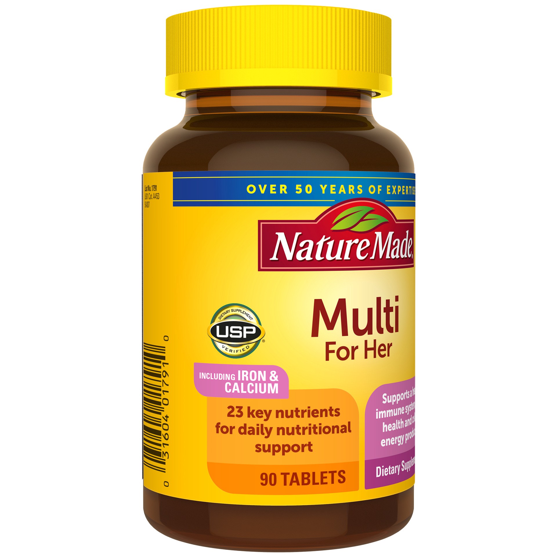 slide 6 of 8, Nature Made Multivitamin For Her, Womens Multivitamin for Daily Nutritional Support, Multivitamin for Women, 90 Tablets, 90 Day Supply, 90 ct