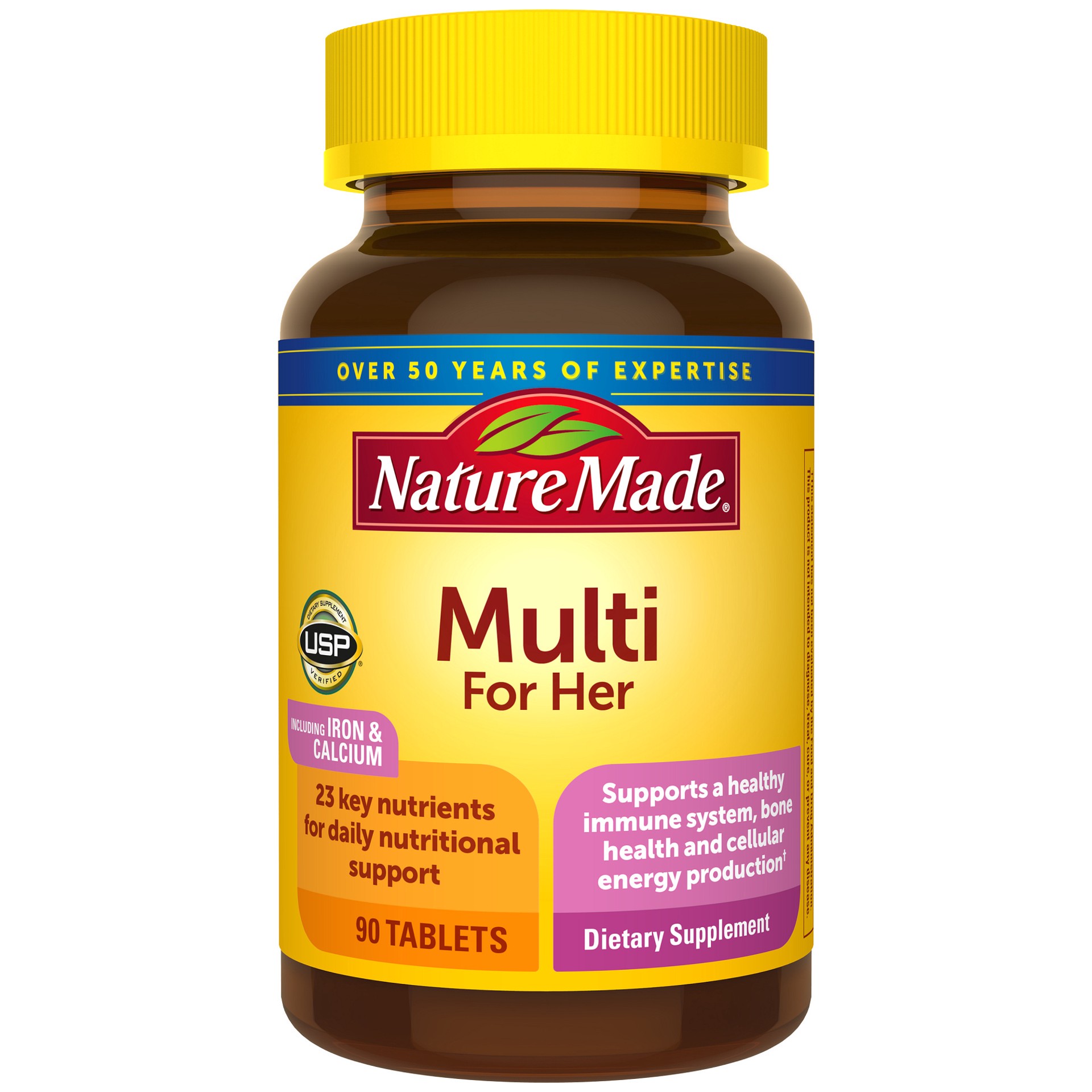 slide 1 of 8, Nature Made Multivitamin For Her, Womens Multivitamin for Daily Nutritional Support, Multivitamin for Women, 90 Tablets, 90 Day Supply, 90 ct