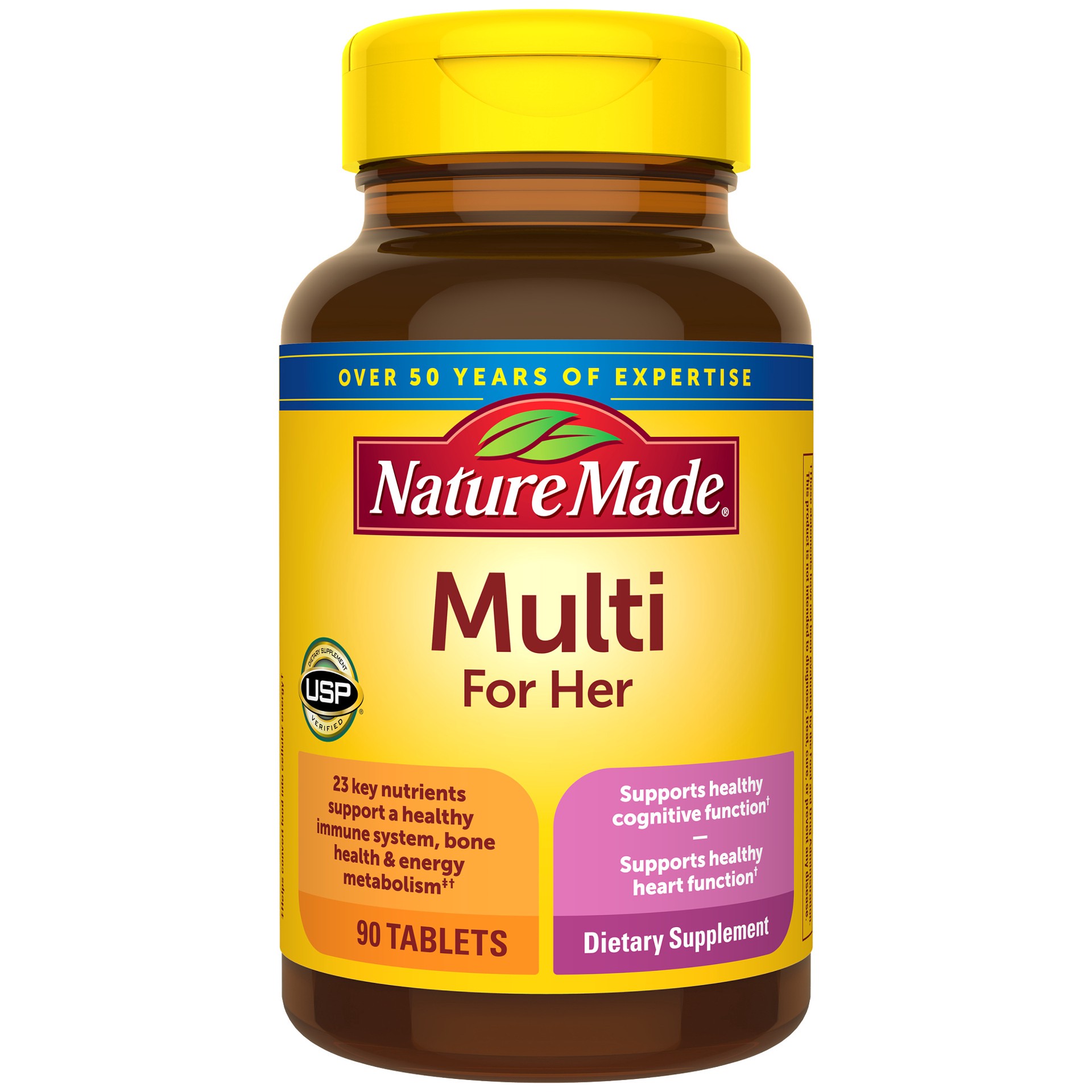 slide 1 of 8, Nature Made Multivitamin For Her, Womens Multivitamin for Daily Nutritional Support, Multivitamin for Women, 90 Tablets, 90 Day Supply, 90 ct