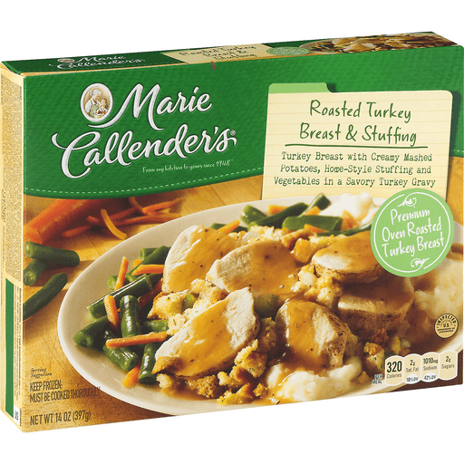 slide 10 of 18, Marie Callender's Frozen Dinner, Roasted Turkey Breast & Stuffing, 14 Ounce, 14 oz