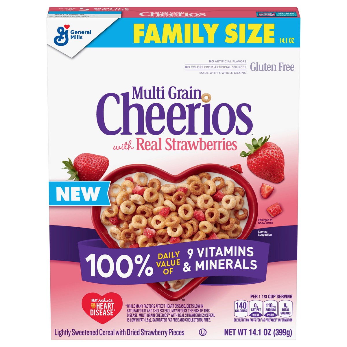slide 1 of 13, Cheerios Multi Grain Cereal with Real Strawberries 14.1 oz, 14.1 oz
