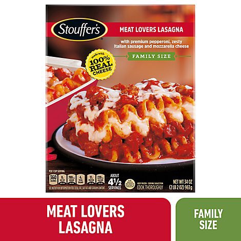 slide 1 of 1, Stouffers Family Size Meat Lovers Lasagna Frozen Meal - 34 Oz, 34 oz