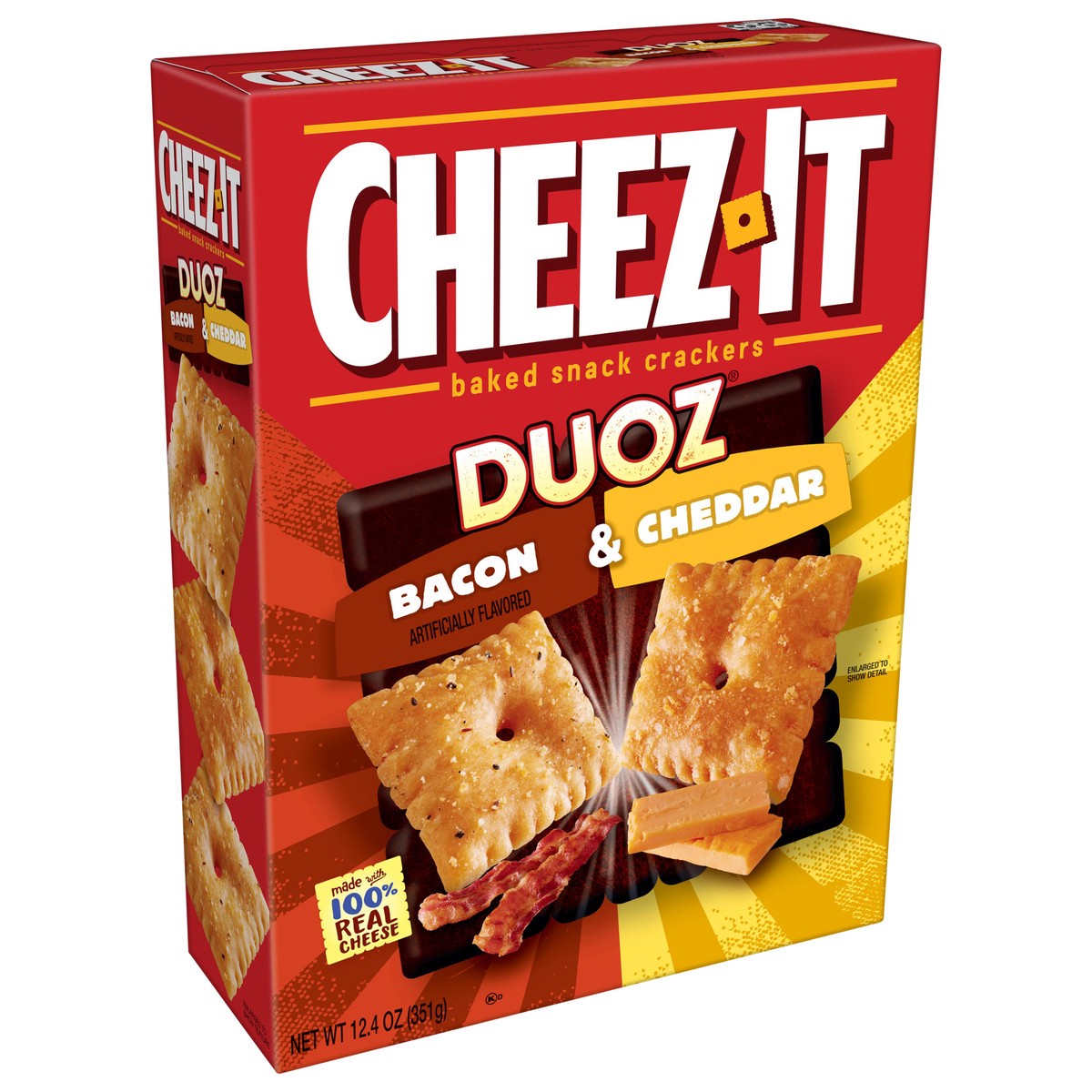 slide 7 of 8, Cheez-It DUOZ Bacon and Cheddar Baked Snack Crackers, 12.4 oz