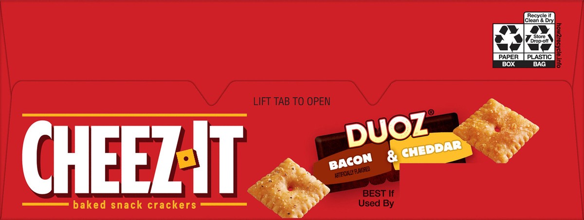 slide 2 of 8, Cheez-It DUOZ Bacon and Cheddar Baked Snack Crackers, 12.4 oz