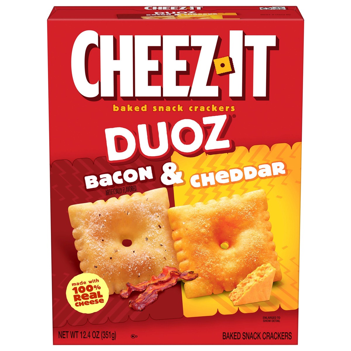slide 1 of 8, Cheez-It DUOZ Bacon and Cheddar Baked Snack Crackers, 12.4 oz