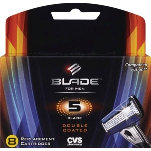 slide 1 of 1, Blade Men's 5 Blade Double Coated Replacement Cartridges, 8 ct