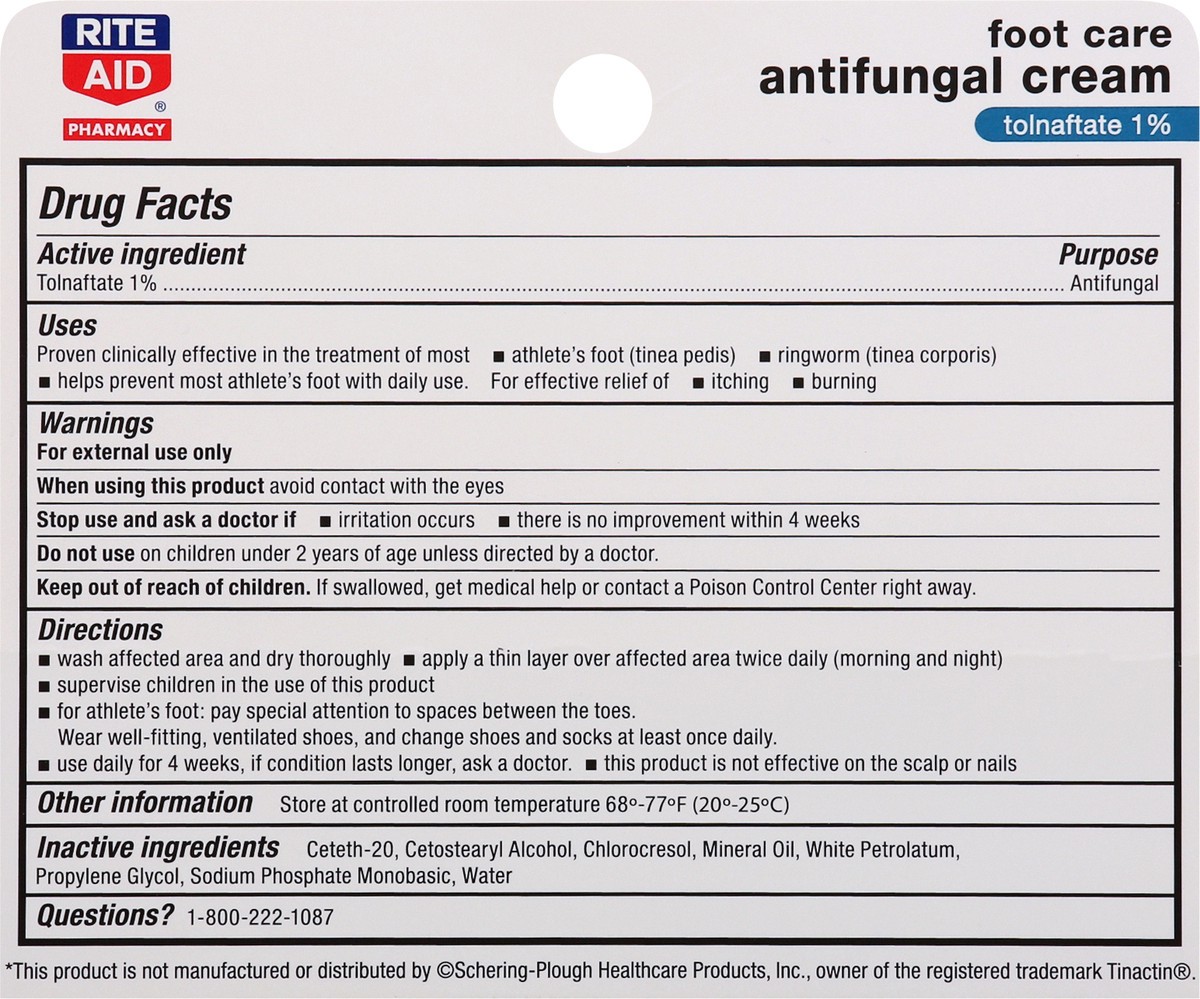 slide 9 of 9, Rite Aid Athlete's Foot Cream, Antifungal, 0.5 oz