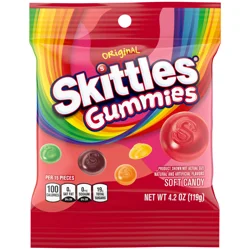 SKITTLES Gummies Original Fruity Gummy Candy, 4.2 Oz Bag