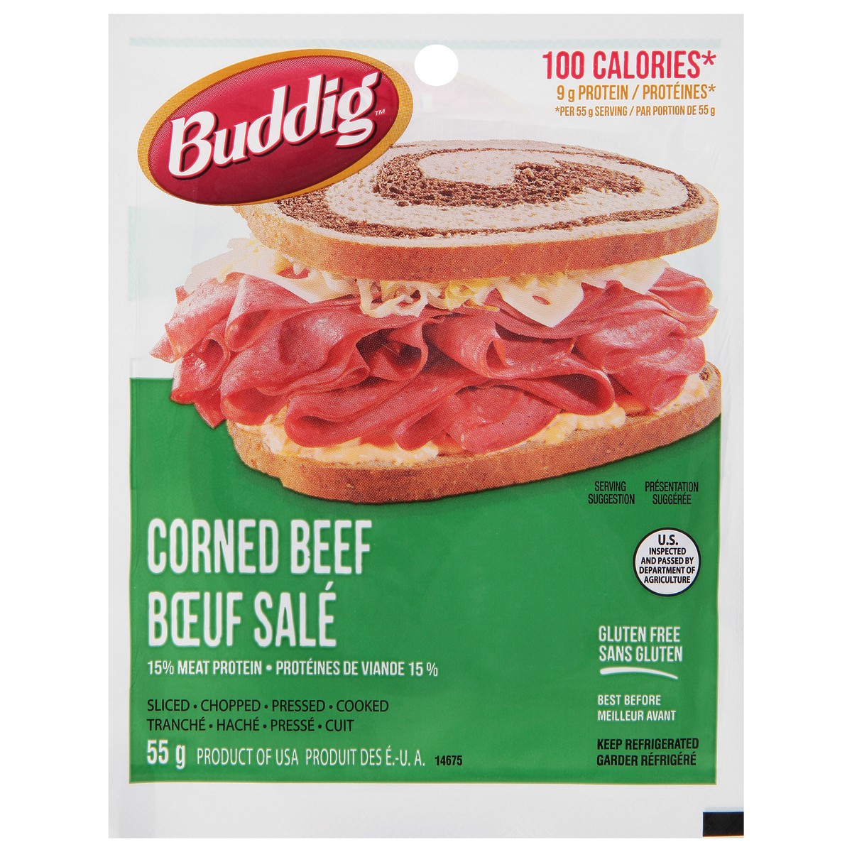 slide 2 of 2, Buddig Corned Beef 55 g, 2 oz