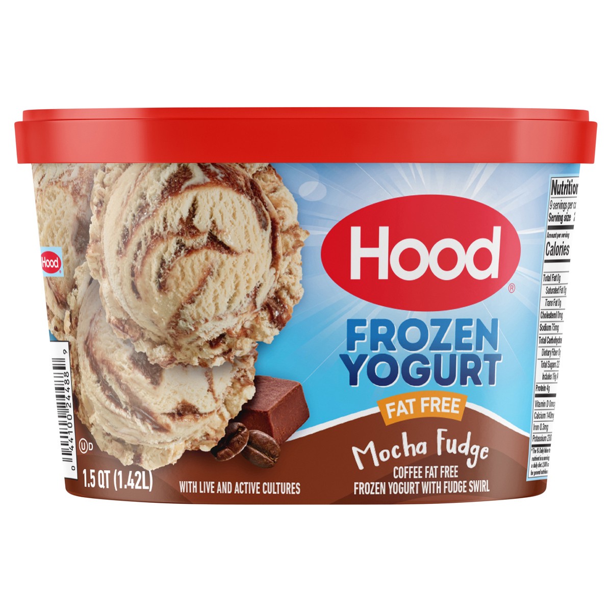 slide 1 of 4, Hood Fat Free Mocha Fudge Frozen Yogurt, 1.5 Quarts, 48 oz