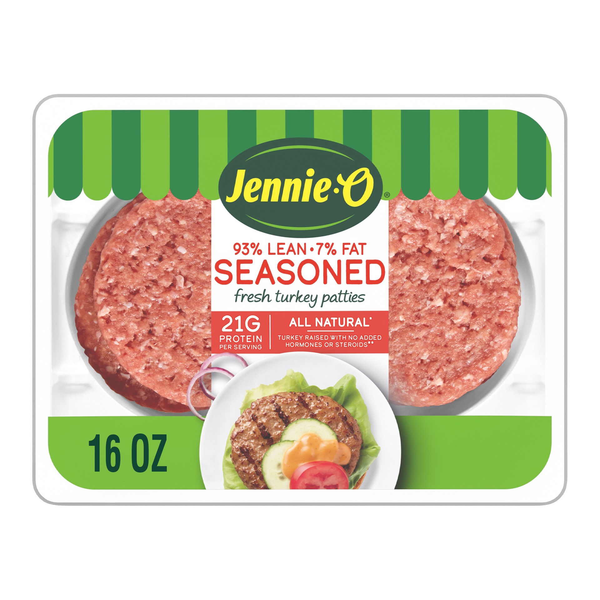 slide 1 of 2, Jennie-O Fresh Burger Patties, Turkey W/Onion/Garlic-Jennie-O, 1 lb