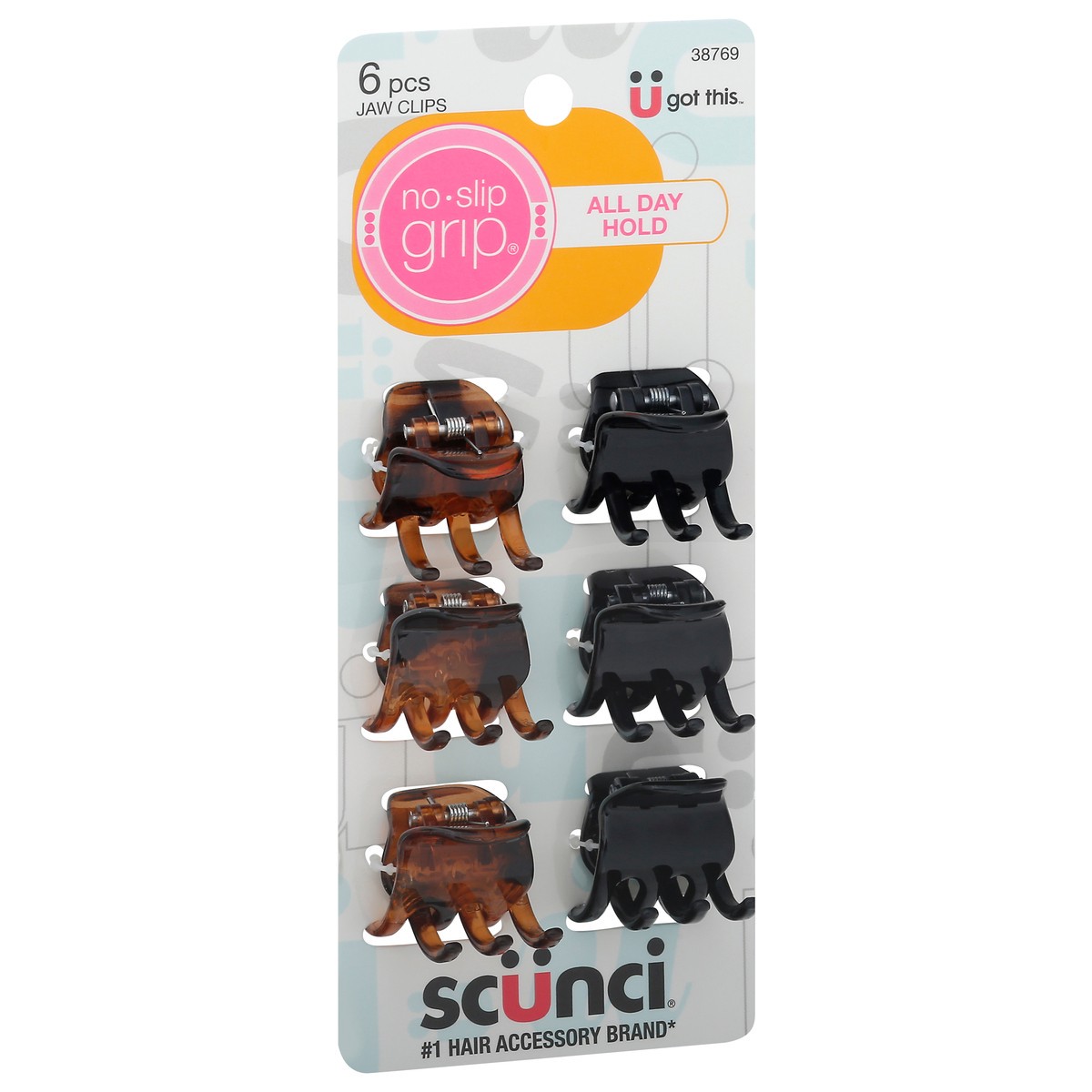 slide 5 of 9, scünci No Slip Grip Jaw Clips 6 ea, 6 ct