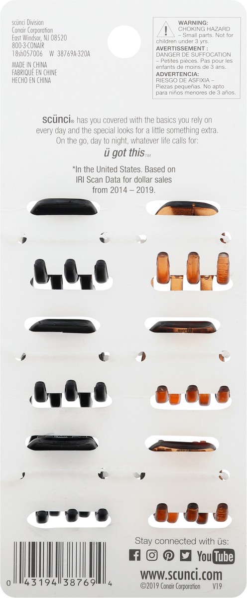 slide 9 of 9, scünci No Slip Grip Jaw Clips 6 ea, 6 ct