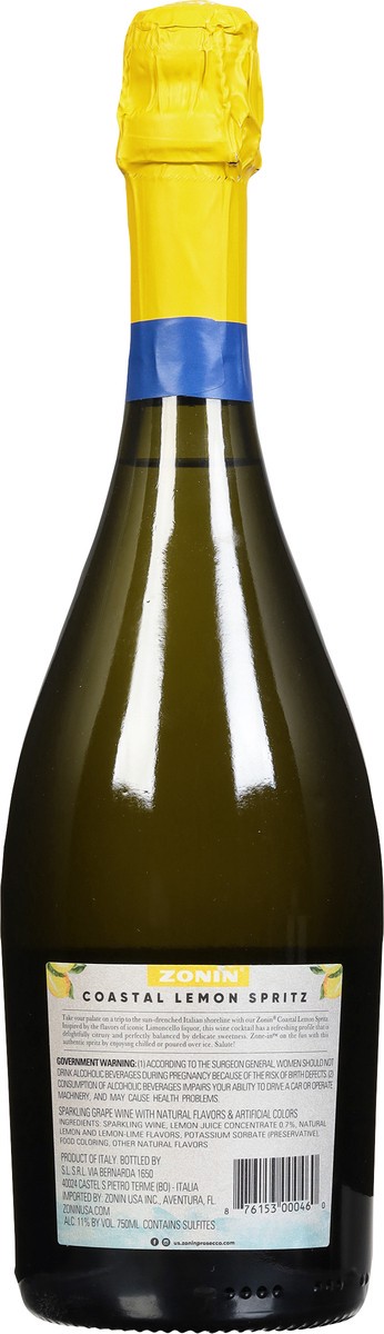 slide 6 of 9, Zonin Coastal Lemon Spritz, 750 ml