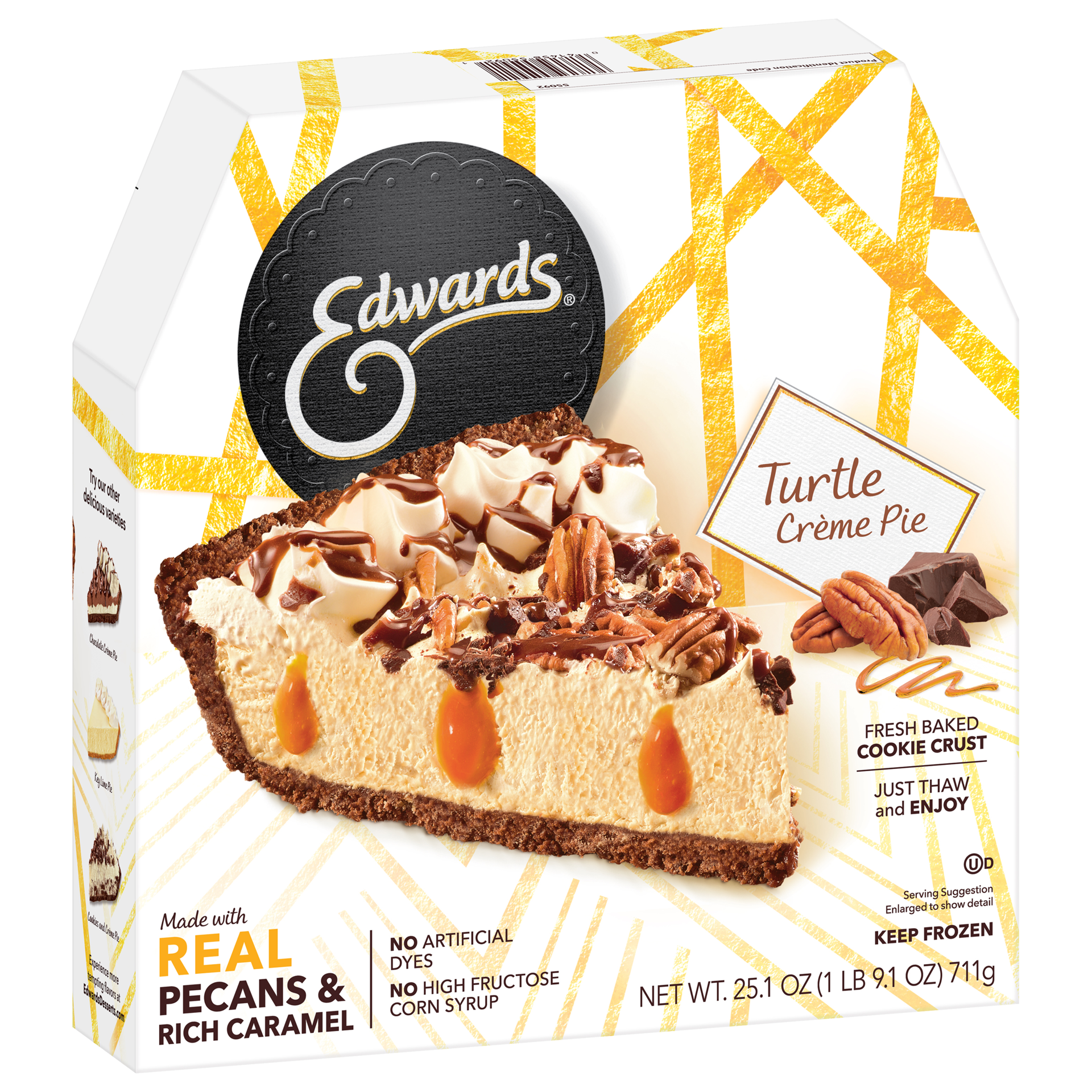 slide 2 of 4, Edwards Premium Frozen Desserts Turtle Pie, 25.1 oz