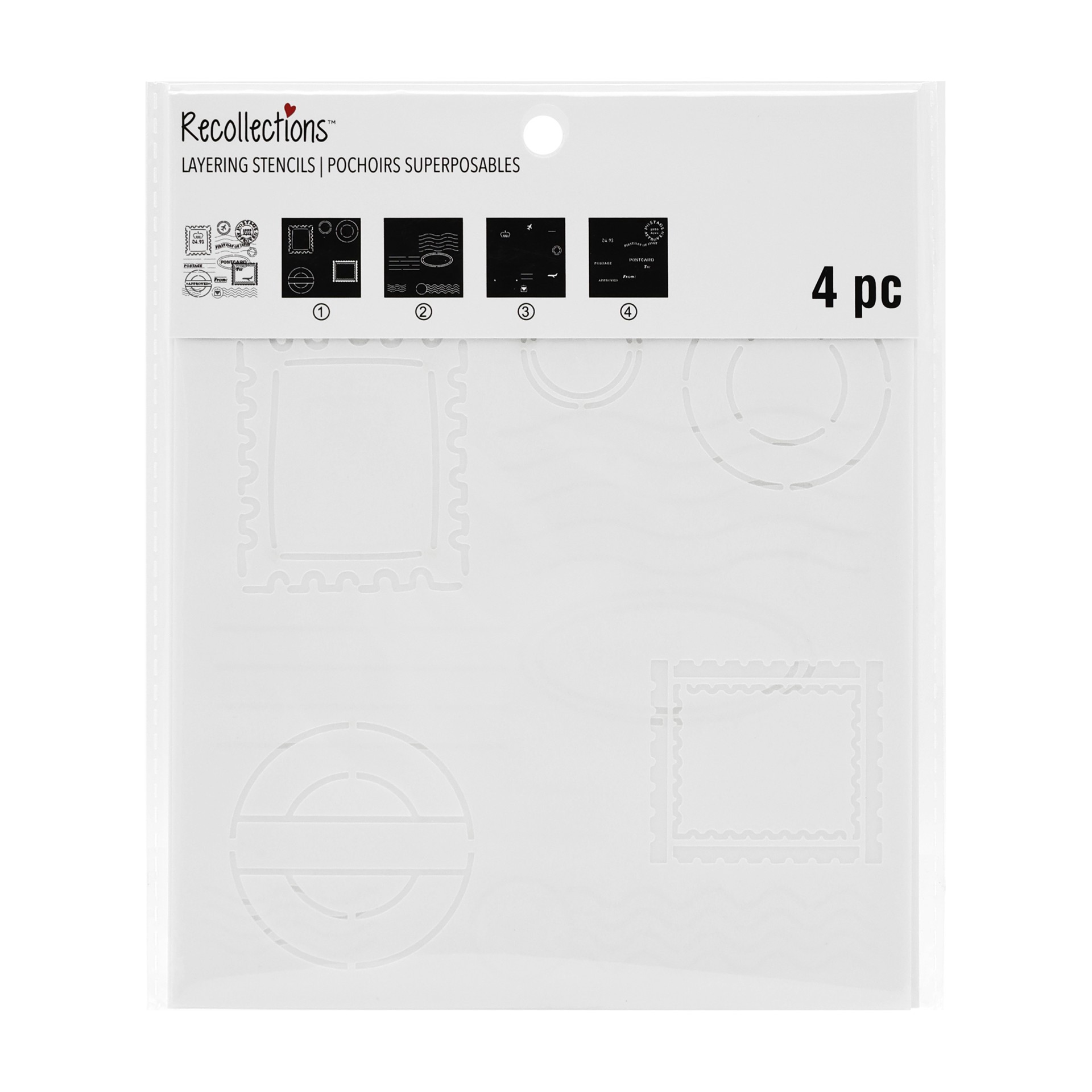 slide 4 of 4, 6" X 6" Postal Print Layering Stencil Set By Recollections, 6 in x 6 in