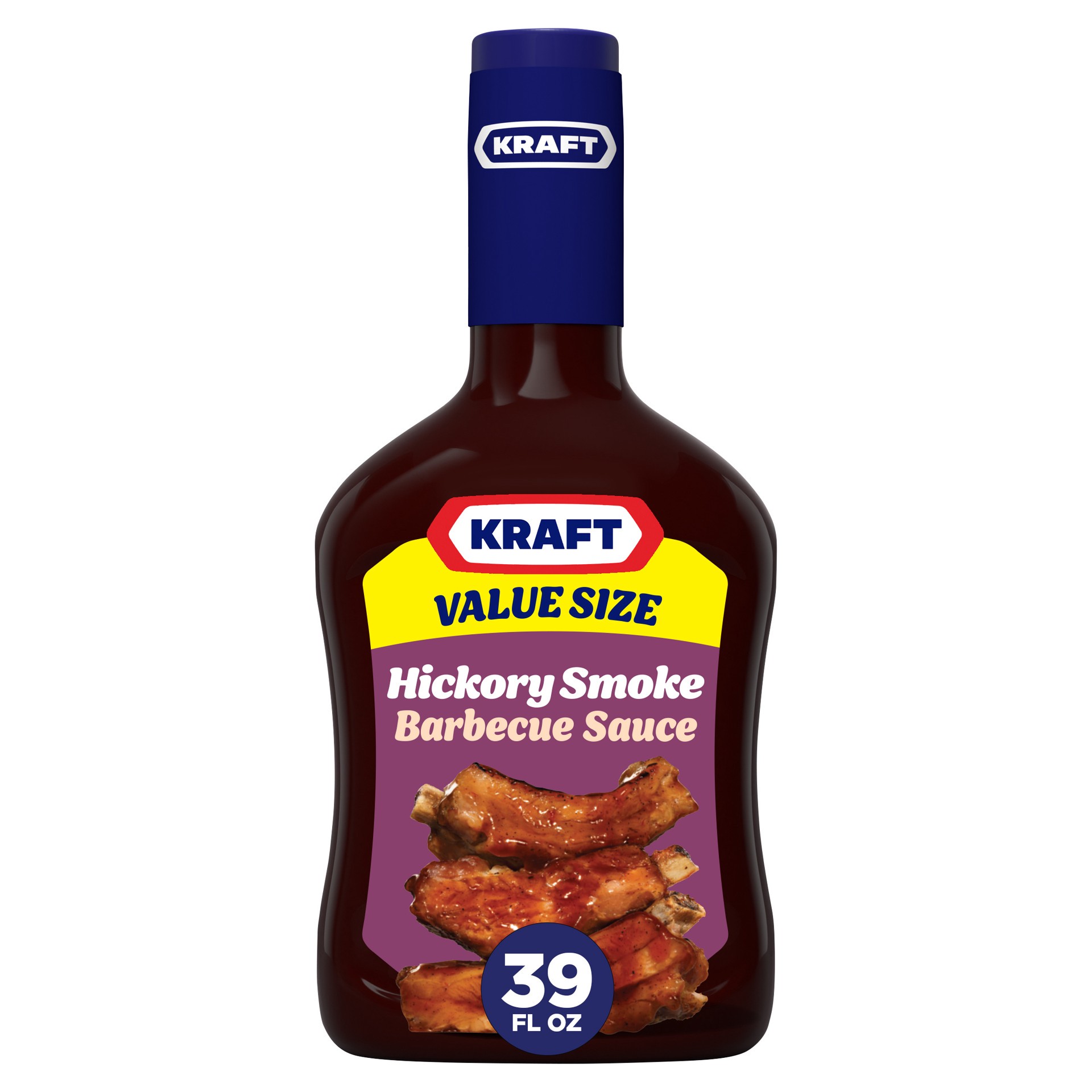 slide 1 of 5, Kraft Hickory Smoke Slow-Simmered Barbecue Sauce Value Size, 39 oz Bottle, 39 oz