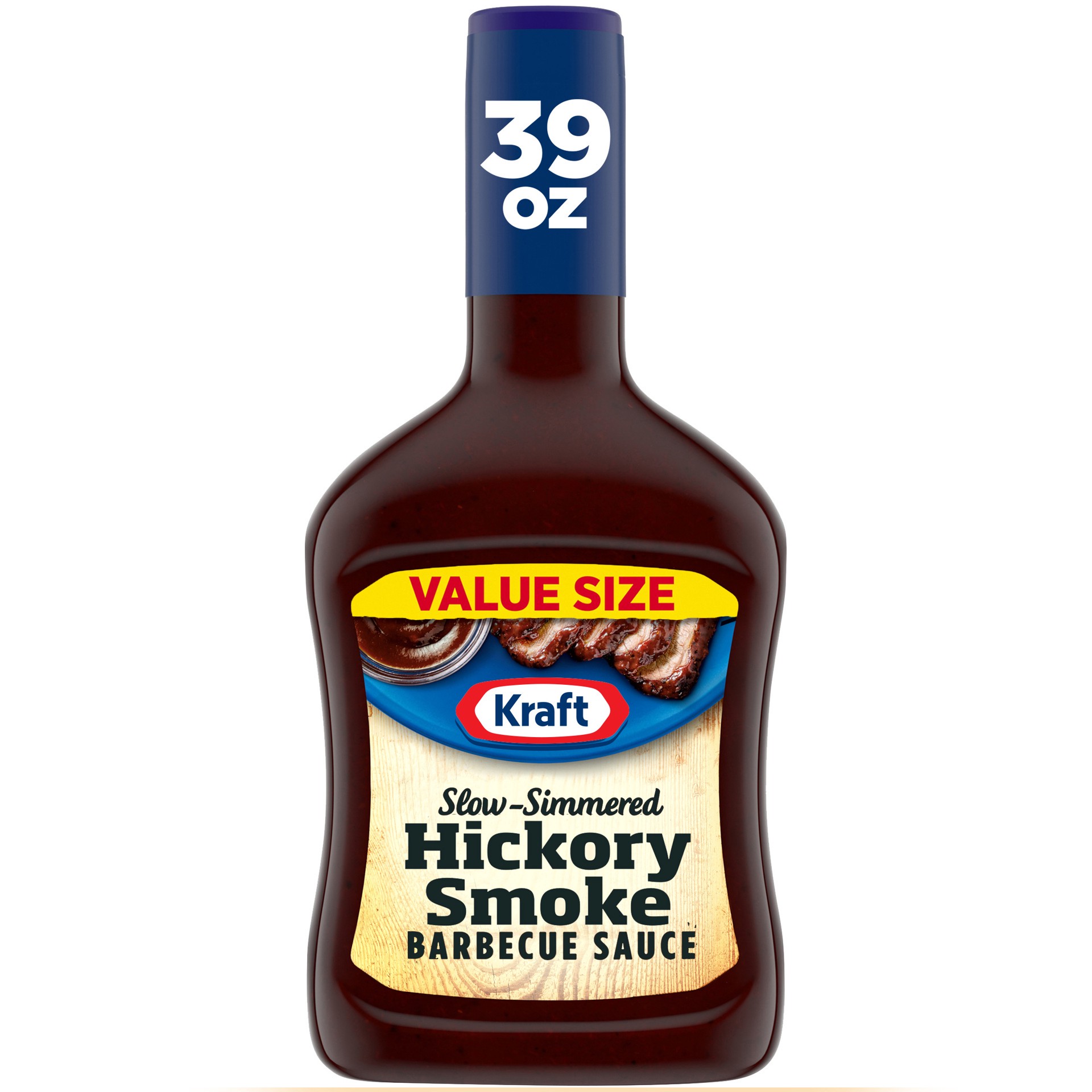 slide 1 of 5, Kraft Hickory Smoke Slow-Simmered Barbecue Sauce Value Size Bottle, 39 oz