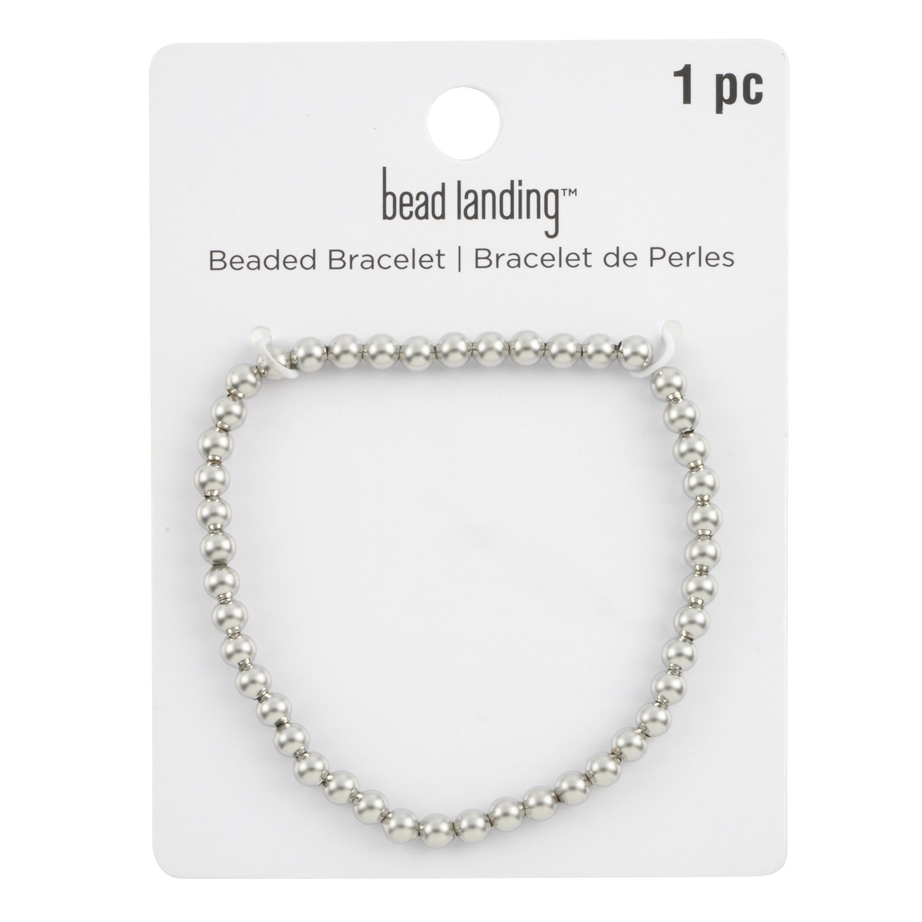 slide 3 of 3, 4mm Rhodium Round Beaded Charm Bracelet By Bead Landing, 4 mm