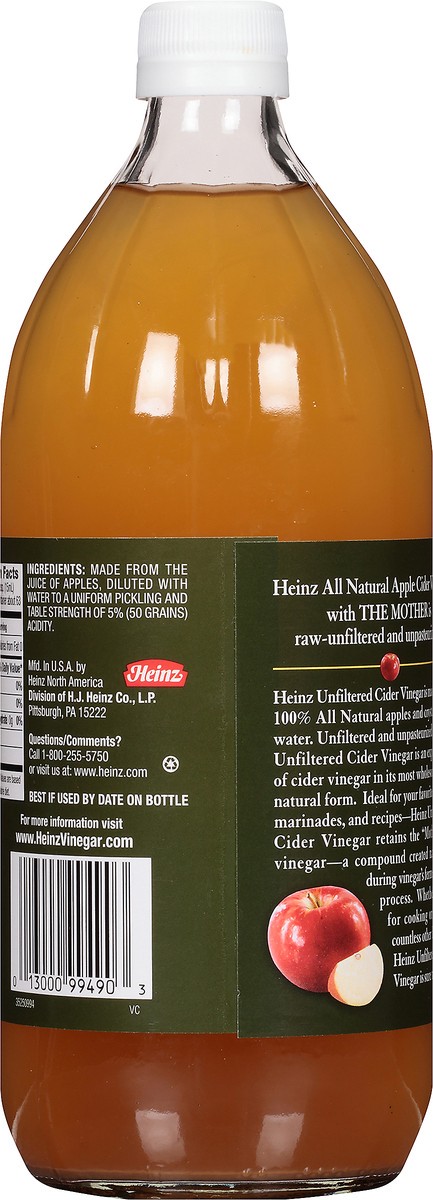 slide 3 of 7, Heinz All Natural Unfiltered Apple Cider Vinegar with the Mother, 32 fl oz Bottle, 32 fl oz