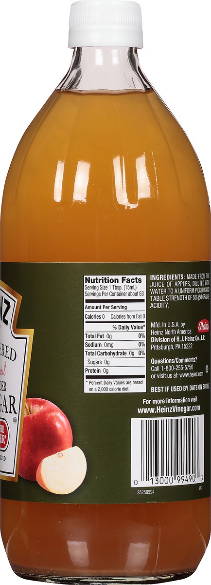 slide 4 of 7, Heinz All Natural Unfiltered Apple Cider Vinegar with the Mother, 32 fl oz Bottle, 32 fl oz