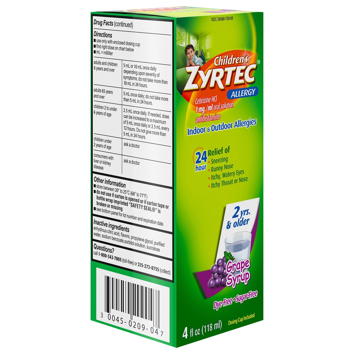 slide 3 of 7, Zyrtec Children's Zyrtec Allergy Syrup, Dye-Free, Sugar-Free Grape, 4 Fl. Oz, 4 fl oz