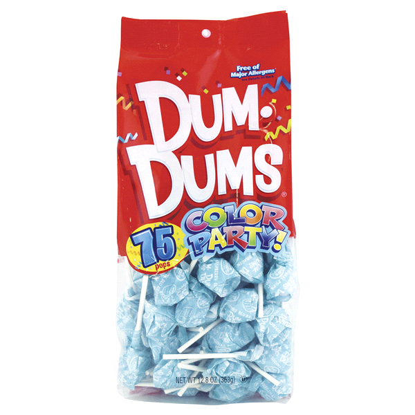slide 1 of 1, Dum Dums Color Party Light Blue Blu Raspberry, 1 ct