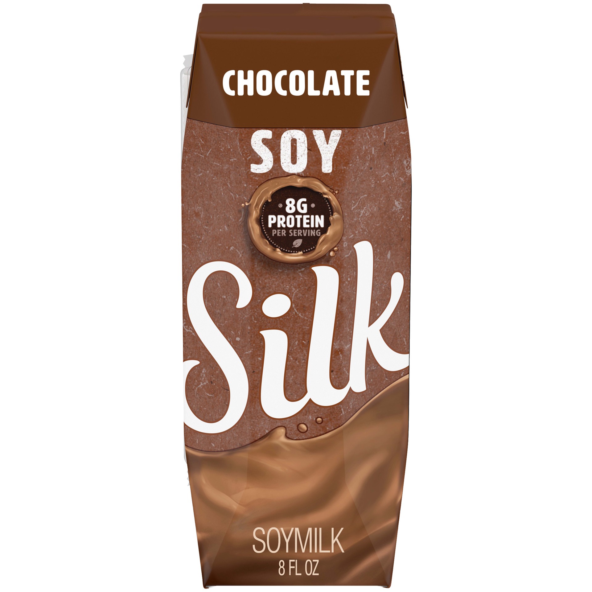 slide 1 of 8, Silk Shelf-Stable Soy Milk Singles, Chocolate, Dairy-Free, Vegan, Non-GMO Project Verified, 8 oz., 8 fl oz
