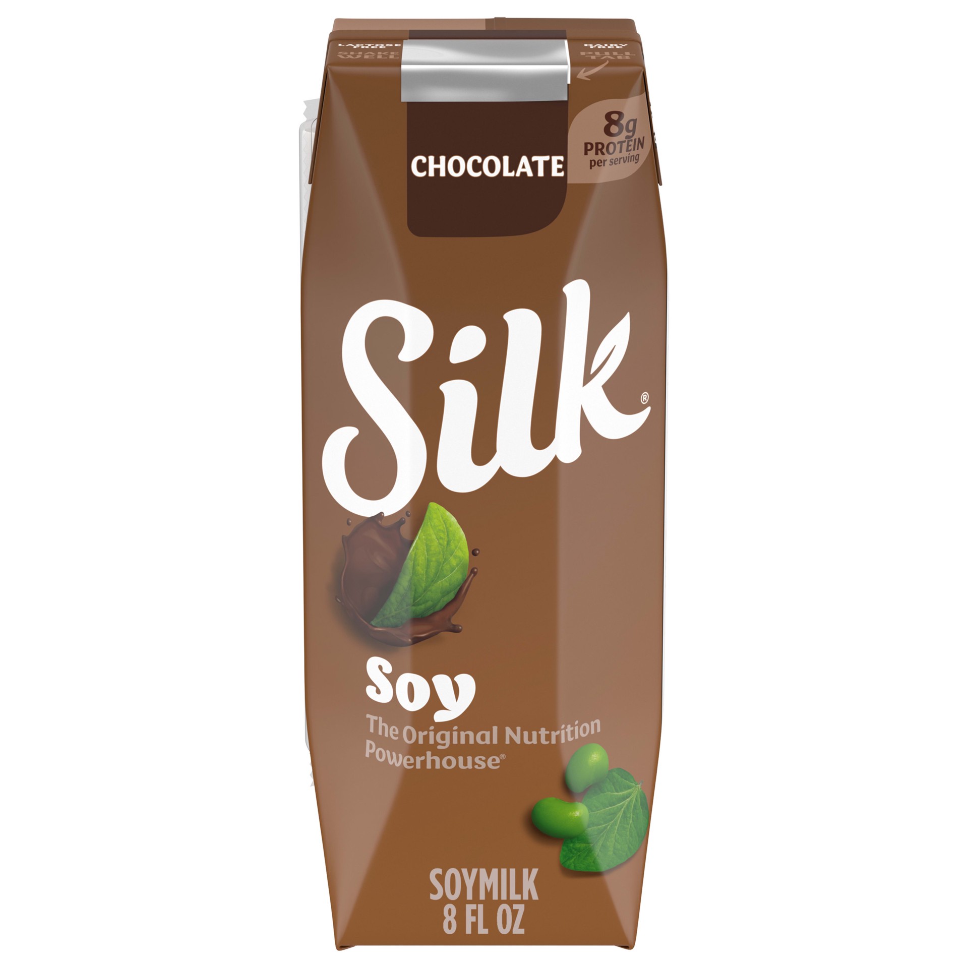 slide 1 of 8, Silk Shelf-Stable Soy Milk Singles, Chocolate, Dairy-Free, Vegan, Non-GMO Project Verified, 8 oz., 8 fl oz