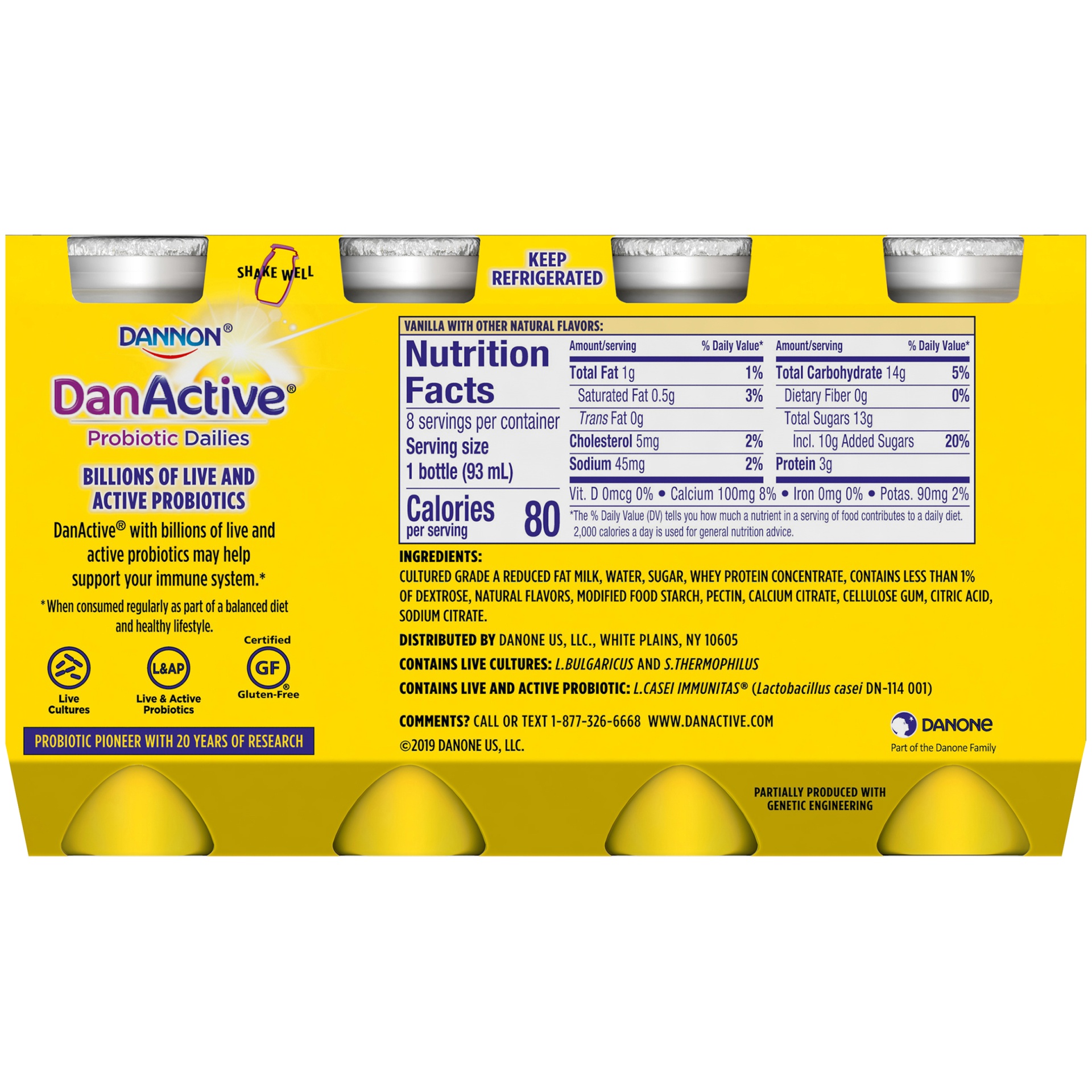 slide 4 of 6, DanActive Probiotic Dailies Vanilla Dairy Drink, 3.1 fl oz