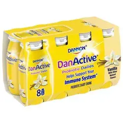 DanActive Probiotic Dailies Dairy Drink, Vanilla, 3.1 oz., 8 Pack