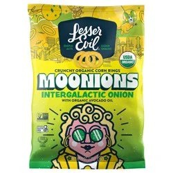 Lesser Evil Moonions Intergalactic Onion Crunchy Organic Corn Rings - 6 oz