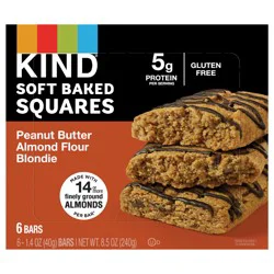 KIND Soft Baked Gluten Free Peanut Butter Almond Flour Blondie Squares, 1.4 oz, 6 Count