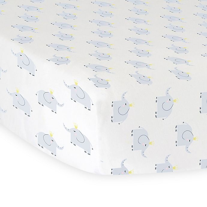 slide 1 of 3, Hello Spud Elephant Organic Cotton Jersey Fitted Crib Sheet - Grey, 1 ct