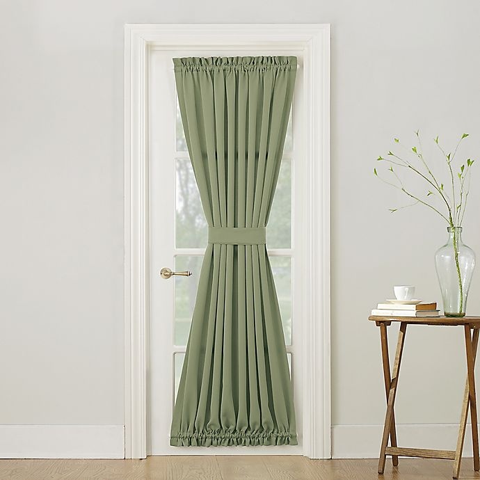 slide 1 of 4, Sun Zero Bella Rod Pocket Room Darkening Door Panel - Green, 72 in