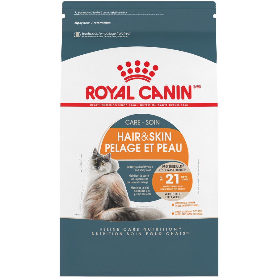 slide 1 of 9, Royal Canin Feline Care Nutrition Hair & Skin Care Adult Dry Cat Food, 7 lb