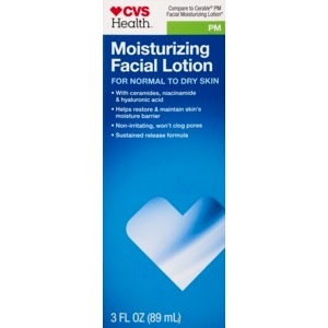 slide 1 of 1, CVS Health Pm Moisturizing Facial Lotion For Normal To Dry Skin, 3 fl oz