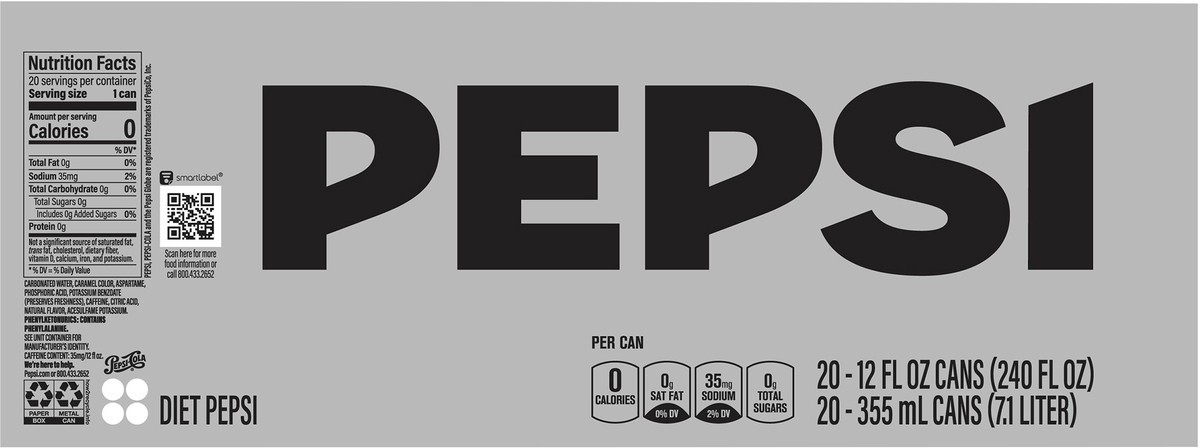 slide 6 of 6, Pepsi Soda - 20 ct, 20 ct