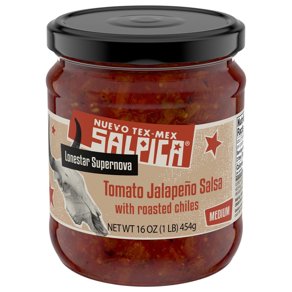 slide 1 of 7, Salpica Lonestar Supernova Tomato Jalapeno Medium Salsa 16 oz, 16 oz