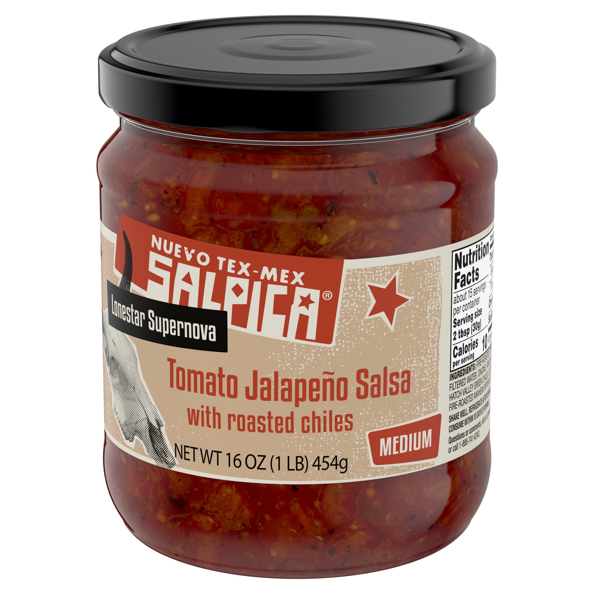 slide 7 of 7, Salpica Lonestar Supernova Tomato Jalapeno Medium Salsa 16 oz, 16 oz