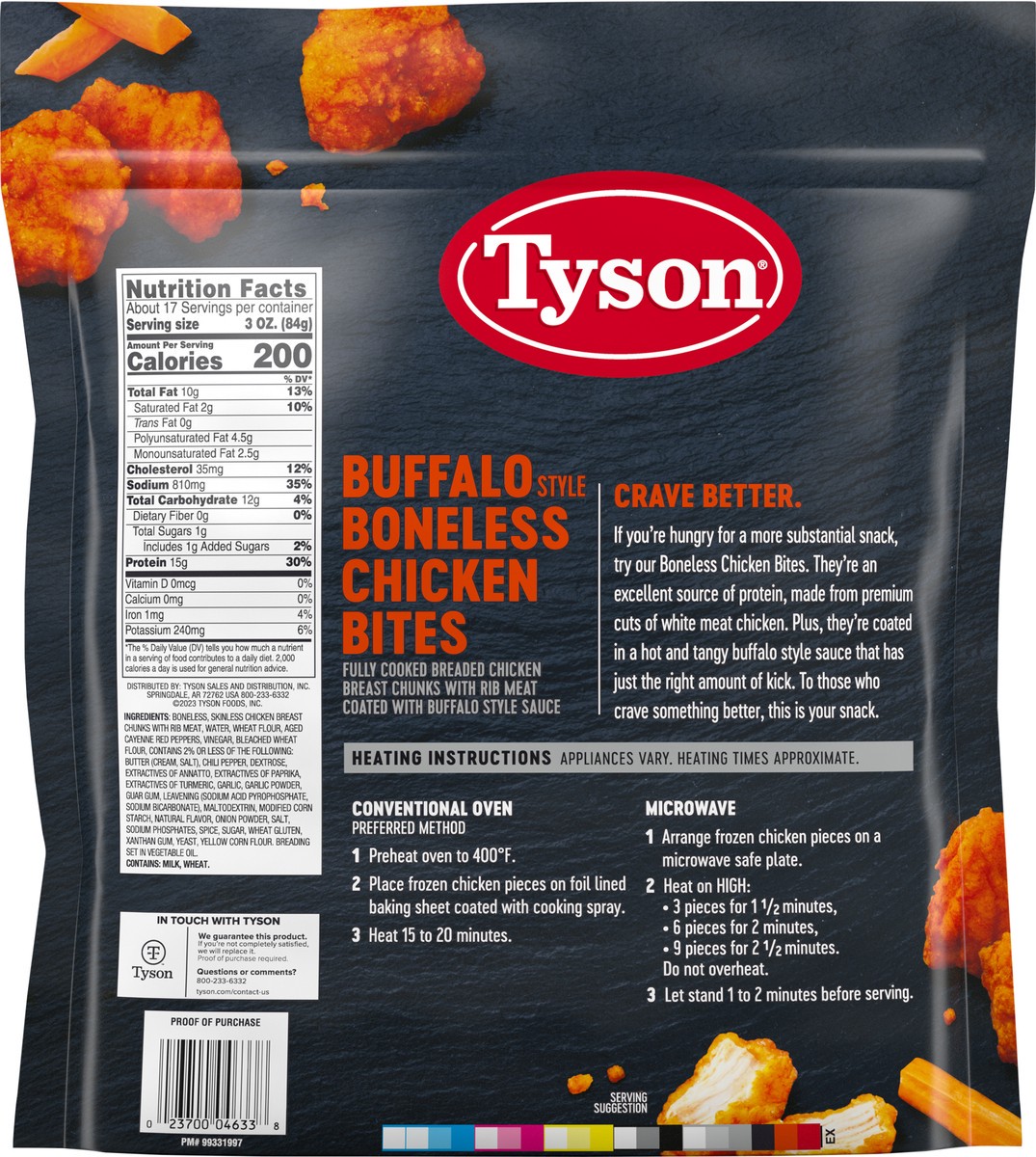 slide 4 of 5, Tyson Fully Cooked Buffalo Style Boneless Chicken Bites, 3.25 lb. (Frozen), 