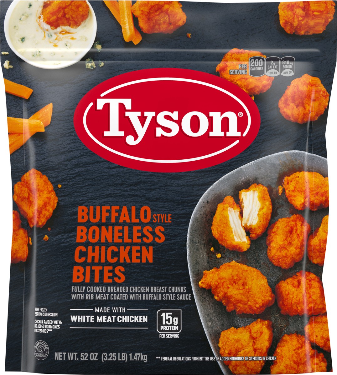 slide 5 of 5, Tyson Fully Cooked Buffalo Style Boneless Chicken Bites, 3.25 lb. (Frozen), 