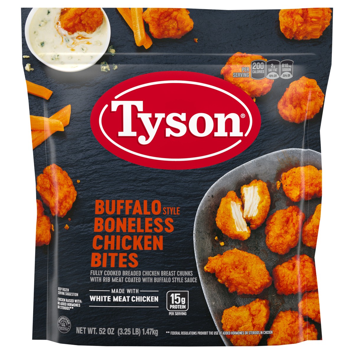 slide 1 of 5, Tyson Fully Cooked Buffalo Style Boneless Chicken Bites, 3.25 lb. (Frozen), 