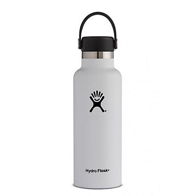 slide 1 of 1, Hydro Flask Standard Mouth Water Bottle with Flex Cap, White, 18 oz