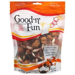 Good 'n' Fun Play-Tug-Chew Rings Snacks for All Dogs 4 Pack 9.8 ea