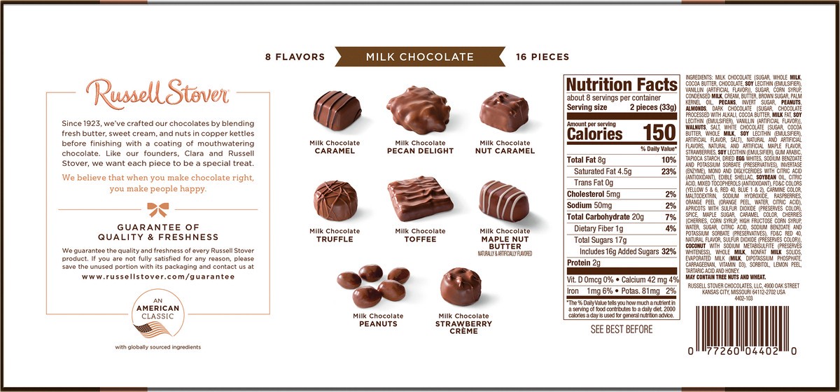 slide 4 of 8, RUSSELL STOVER Assorted Milk Chocolate Gift Box, 9.4 oz. (16 pieces), 16 ct