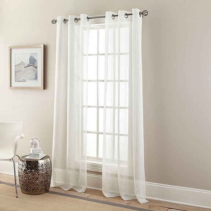 slide 1 of 2, Nanshing Megyn Semi Sheer 84-Inch Grommet Curtain Panels - White/Silver, 2 ct