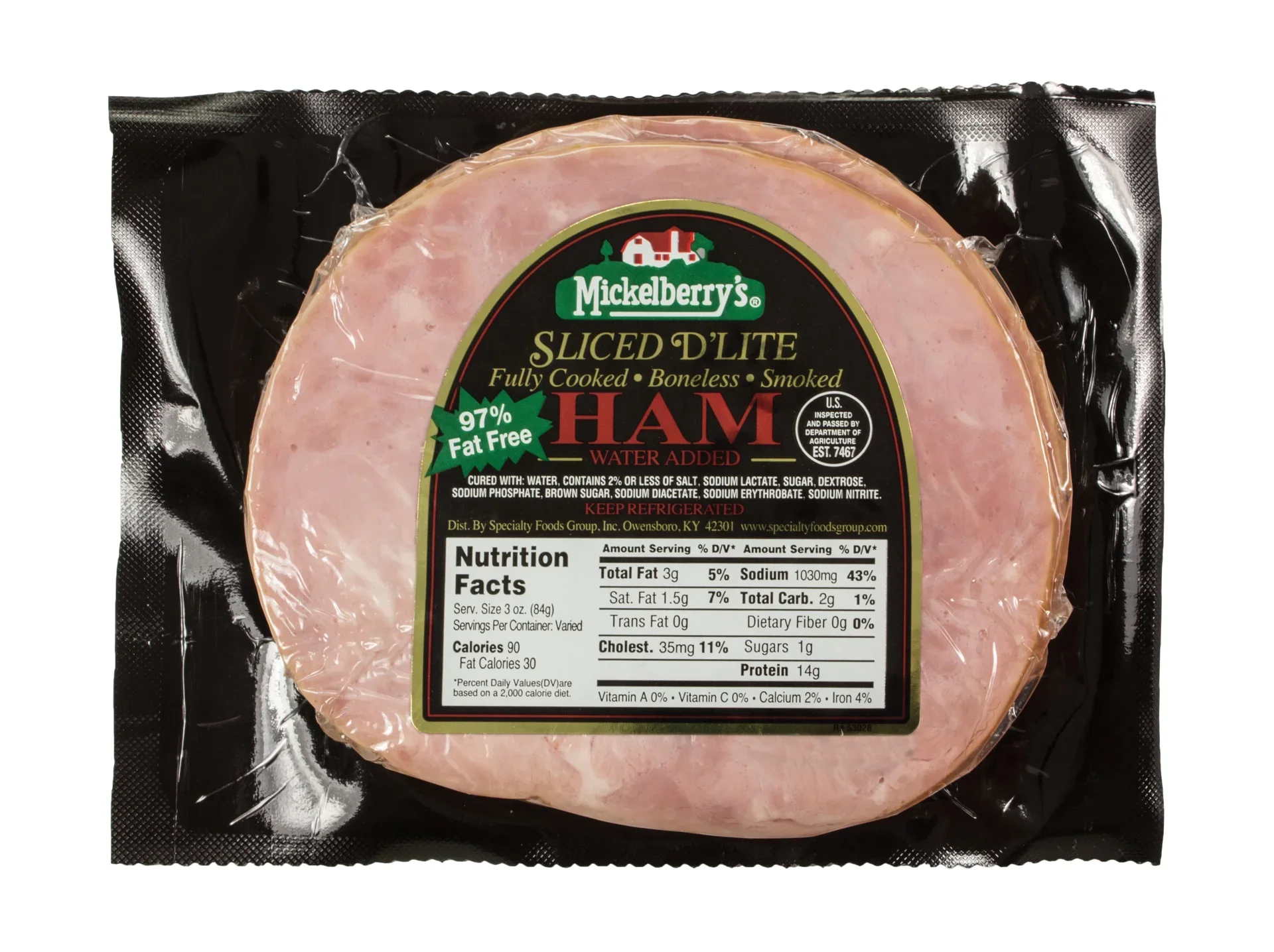 slide 1 of 1, Mickelberry's Sliced D'Lite Ham Slices, per lb